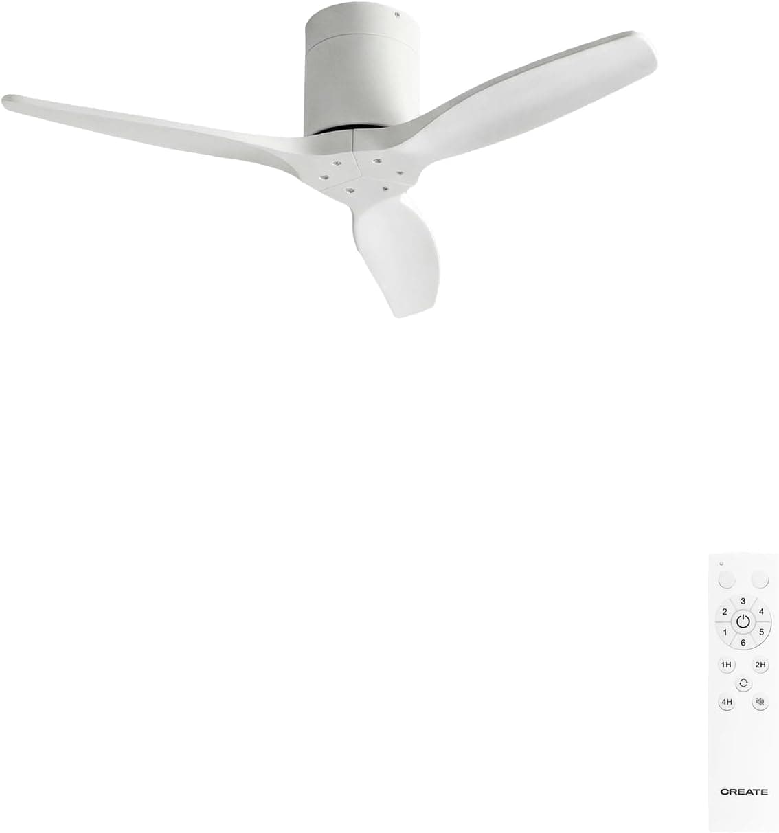 CREATE / WINDCALM S/Ventilador de techo ABS blanco con mando / 40W, Silencioso, Ø112 cm, 6 velocidades, temporizador, función verano-invierno – Amazon