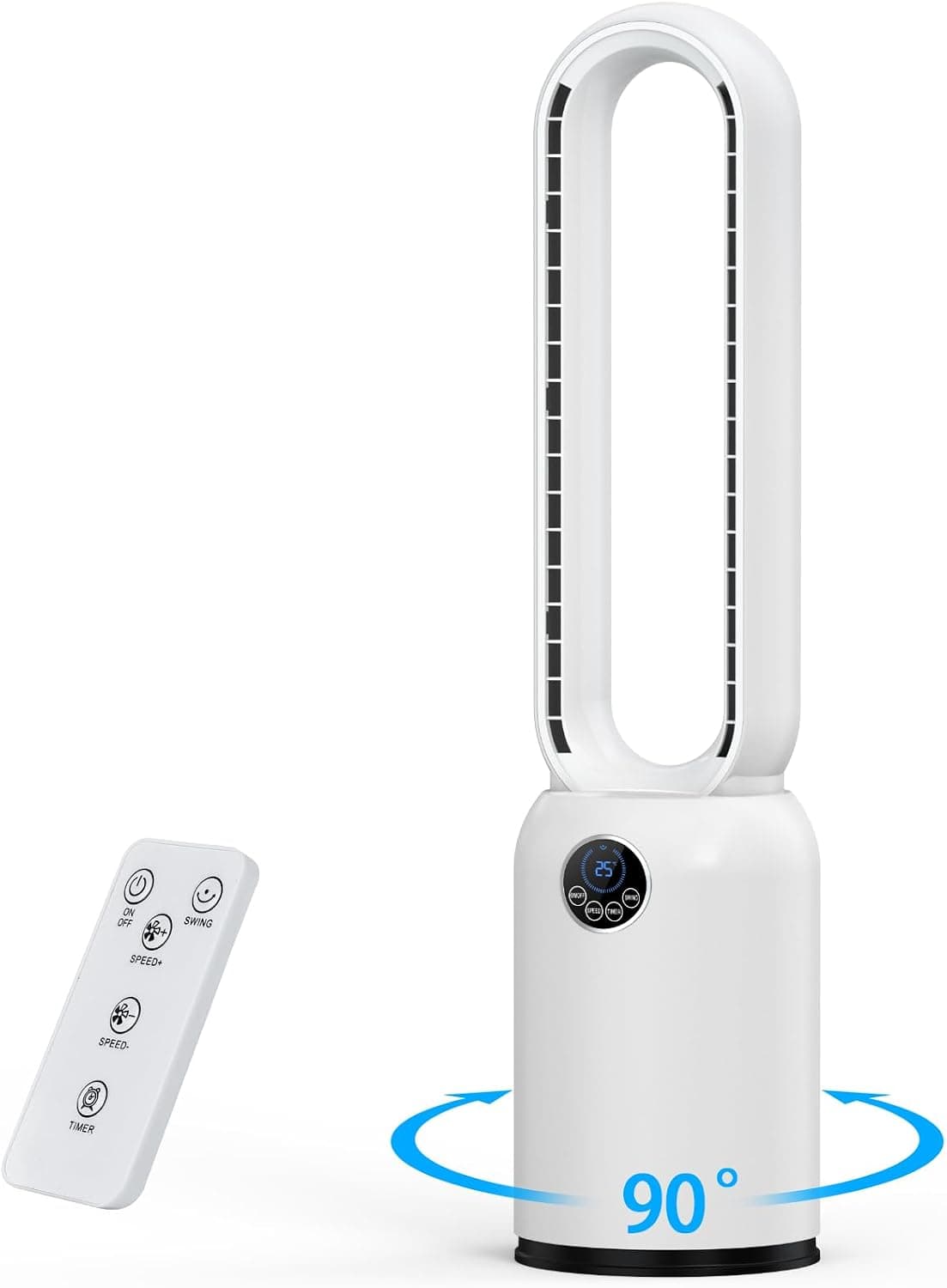 Teoryieer 88cm Ventilador de Torre sin Aspas, Ventilador Silencioso de 24 Velocidades, Temporizador 12H, Oscilación de 9... – 