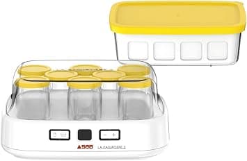Seb Yogurtera 2 con pantalla LCD, 2 programas, automático yogur, 8 tarros de queso blanco fresco, 1 litro, libro de receta... – Seb
