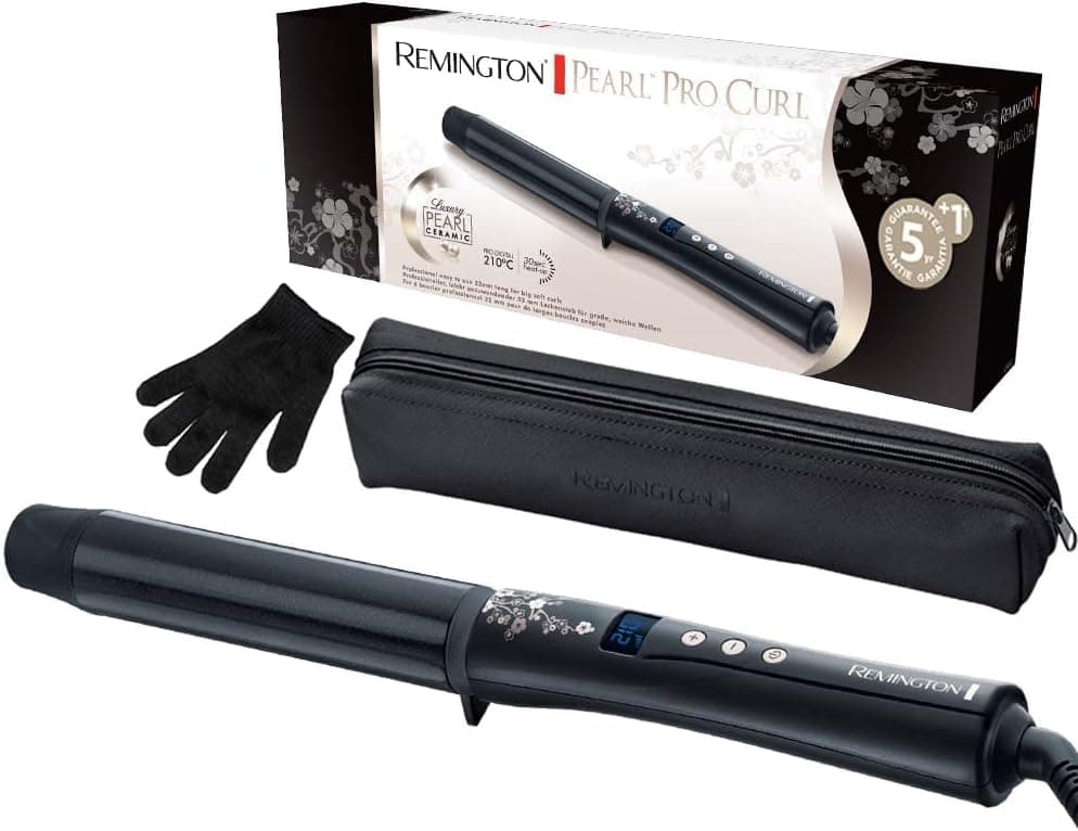 Remington Rizador de Pelo Pearl - Cerámica Avanzada con Perla, Ondulador de Pelo con Barril de 32 mm, Crea Rizos Grandes y Ondas Suaves, Temperatura hasta 210°C, Digital, Punta Fría - CI9533 – Remington