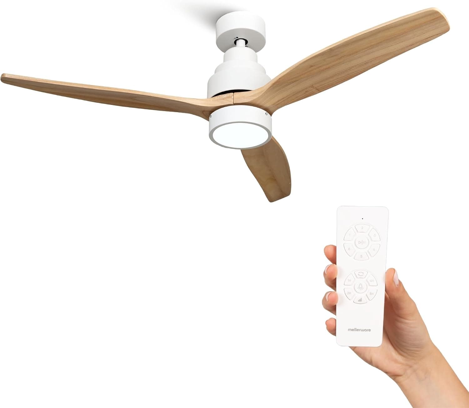 Mellerware - Ventilador de Techo con Mando a Distancia Brizy Bright | 30 W | 6 Velocidades | Ultra silencioso | 3 Aspas 132 d – Amazon