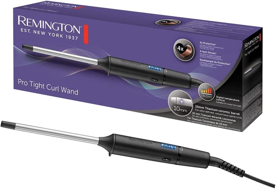 Remington Rizador de Pelo Pro Tight Curl Wand, Ondulador de Pelo con Barril Superfino de 10 mm, Crea Rizos Ultradefinidos,... – Remington
