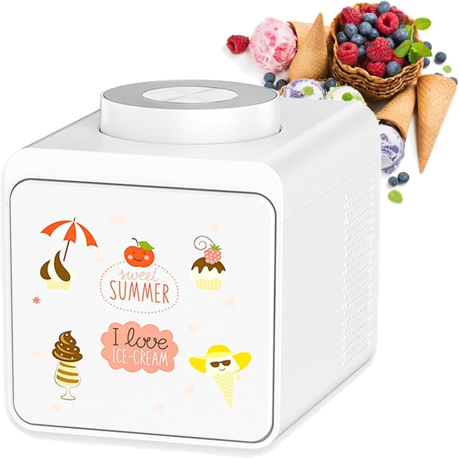 Máquina para hacer helados, capacidad de 1 litro, máquina de postres de doble velocidad de 120 W con control táctil para h... – Máquina