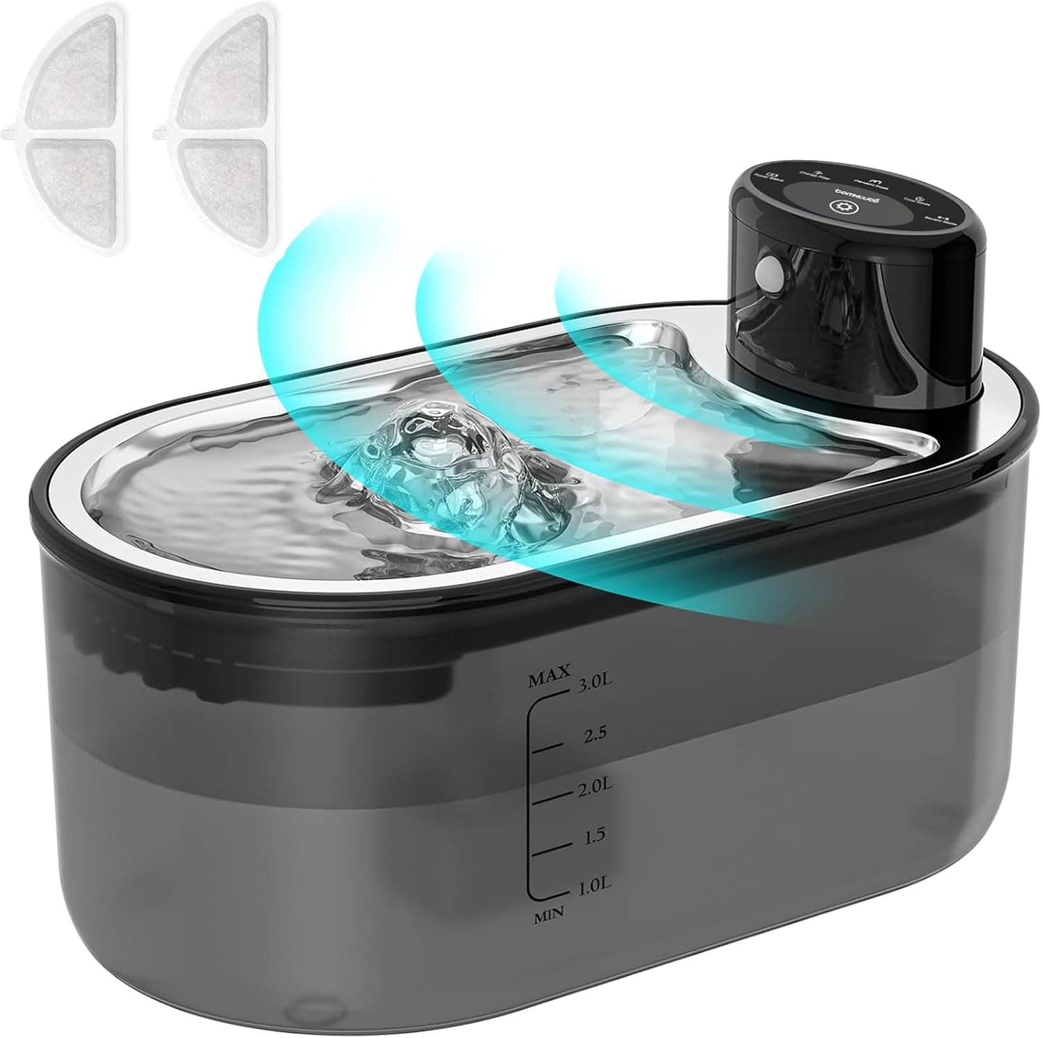 TOMXCUTE 3L Fuente para Gatos con Sensor, Bebedero para Gatos Sin Cable a Pilas con Batería de 5000mAh, 3 Modos Sensor/Tem... – TOMXCUTE