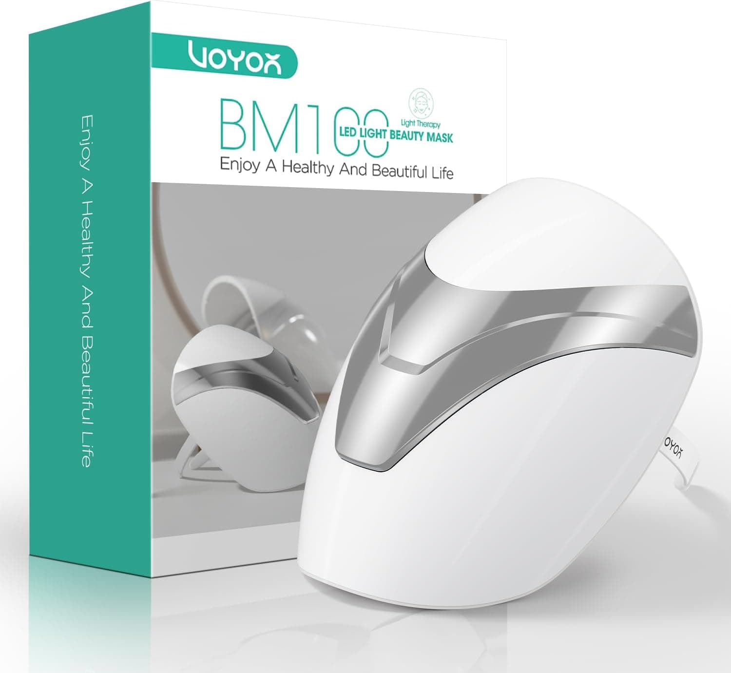 VOYOR Máscara LED Profesional, Mascarilla Facial De Fototerapia Con 3 Modos, Máscara Facial Con Luz Violeta, Azul Y Roja Para Antienvejecimiento Y Claridad Cutánea, Máscara LED Inalámbrica, BM100 – VOYOR