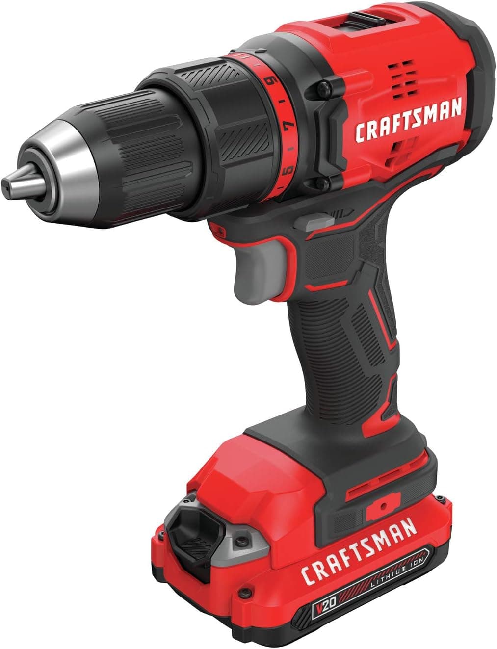 CRAFTSMAN V20 - Kit de taladro/destornillador inalámbrico, 1,27 cm, batería y cargador incluidos (CMCD710C2) – CRAFTSMAN