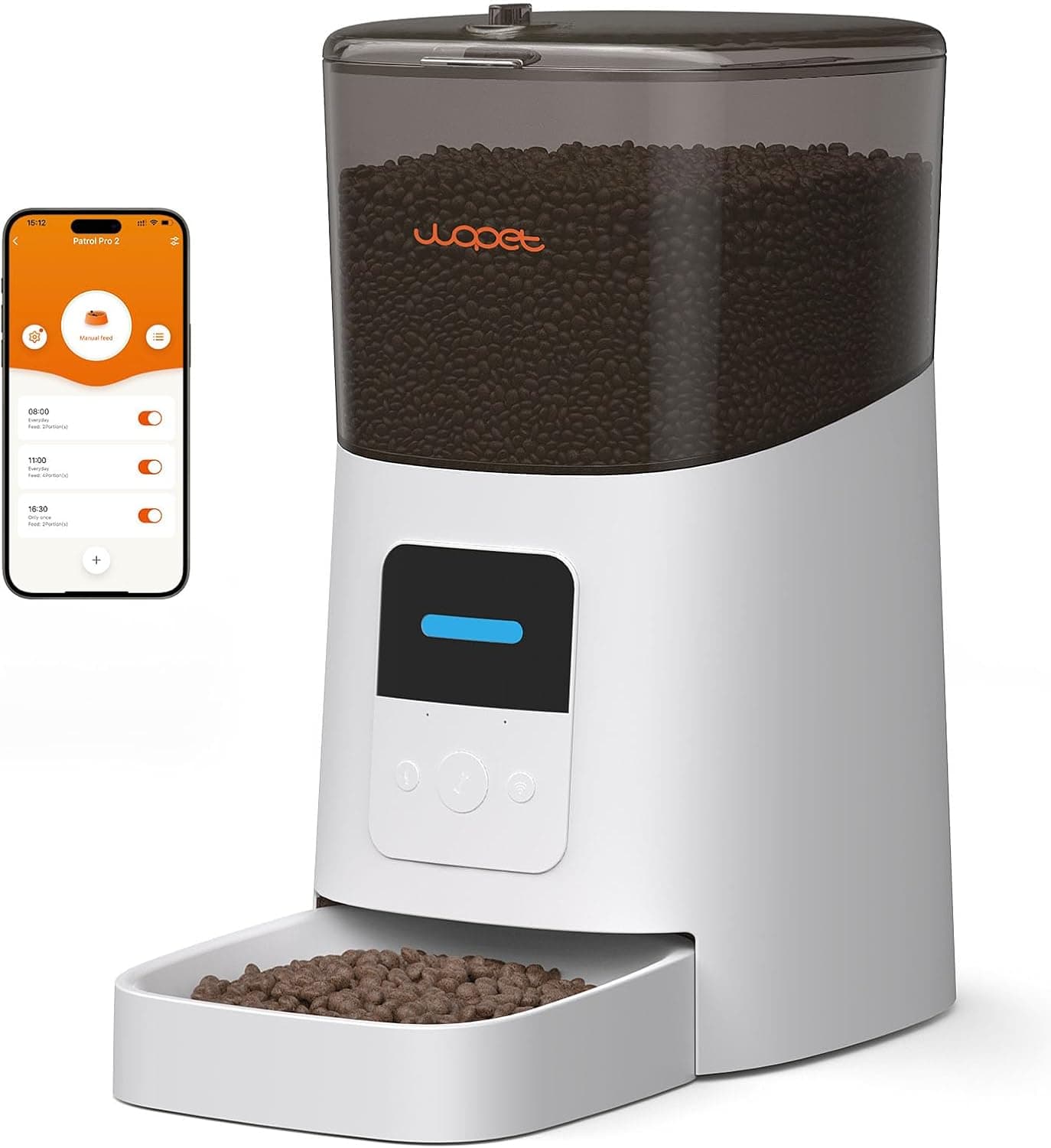 WOPET Comedero automático para gatos de 6 litros, comedero automático WiFi para perros con control de aplicación para alim... – WOPET