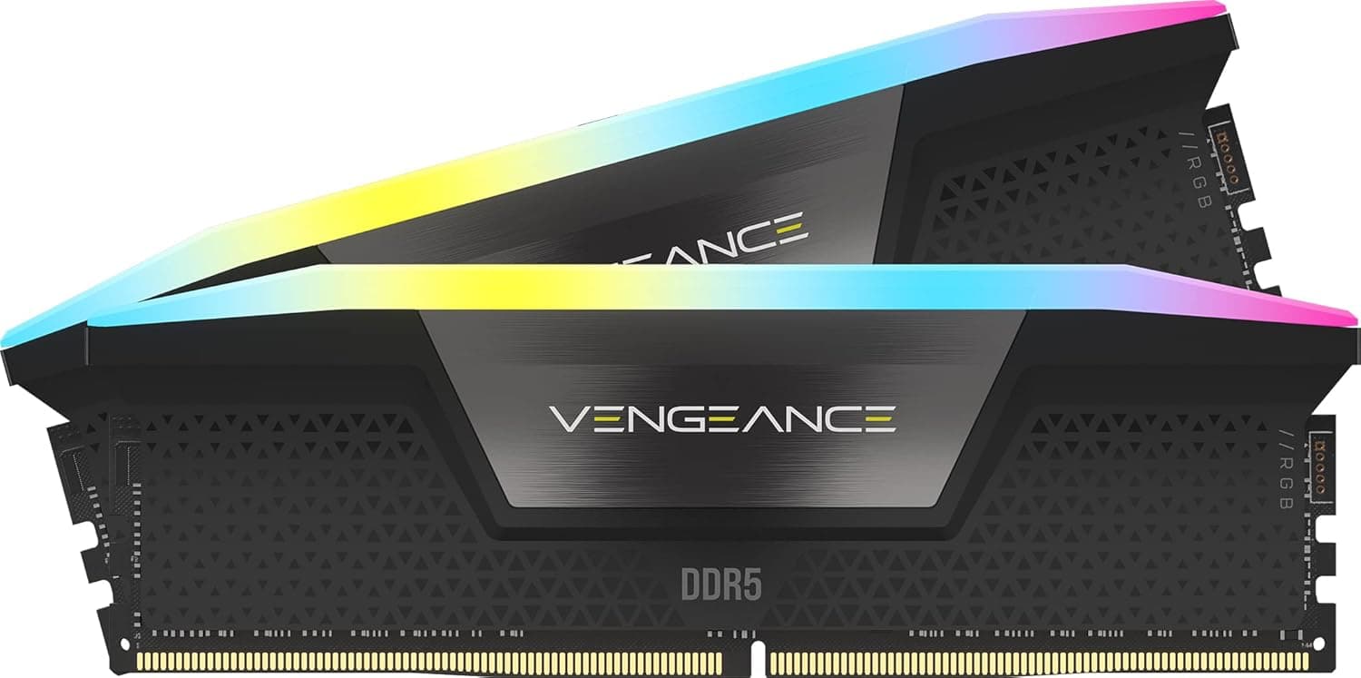 CORSAIR Vengeance RGB DDR5 RAM 64GB (2x32GB) hasta 6400MHz CL32 Intel XMP 3.0 Memoria de Ordenador de Sobremesa – Negro (C... – 
