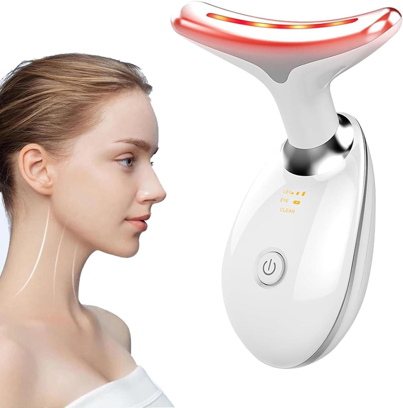 Masajeador facial antiarrugas con 7 colores - 45 ℃ terapia de luz masajeador facial EMS lifting del cuello reafirmante par... – Masajeador