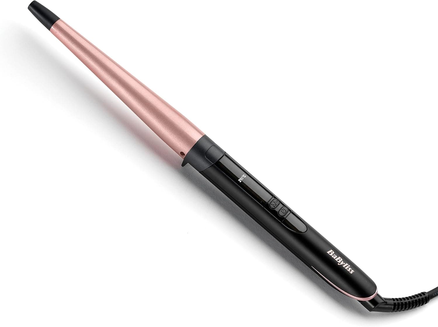 BaByliss Rizador Conico Rose Quartz - Tenacilla de pelo de 13-25 mm, Ondas sueltas, Rizos naturales, barril cerámico, Peinados fáciles, 6 temperaturas de 160°C a 210°C, Rizador de pelo Rosa, C454E – BaByliss