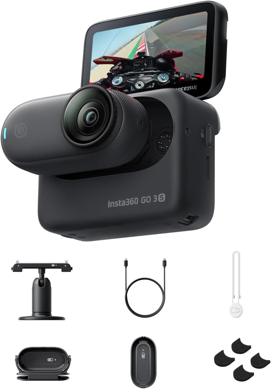 Insta360 GO 3S Paquete POV en Casco para Moto (Edición Especial) - Cámara Vlogging 4K, Manos Libres, cámara POV, 140 Min d... – Insta360