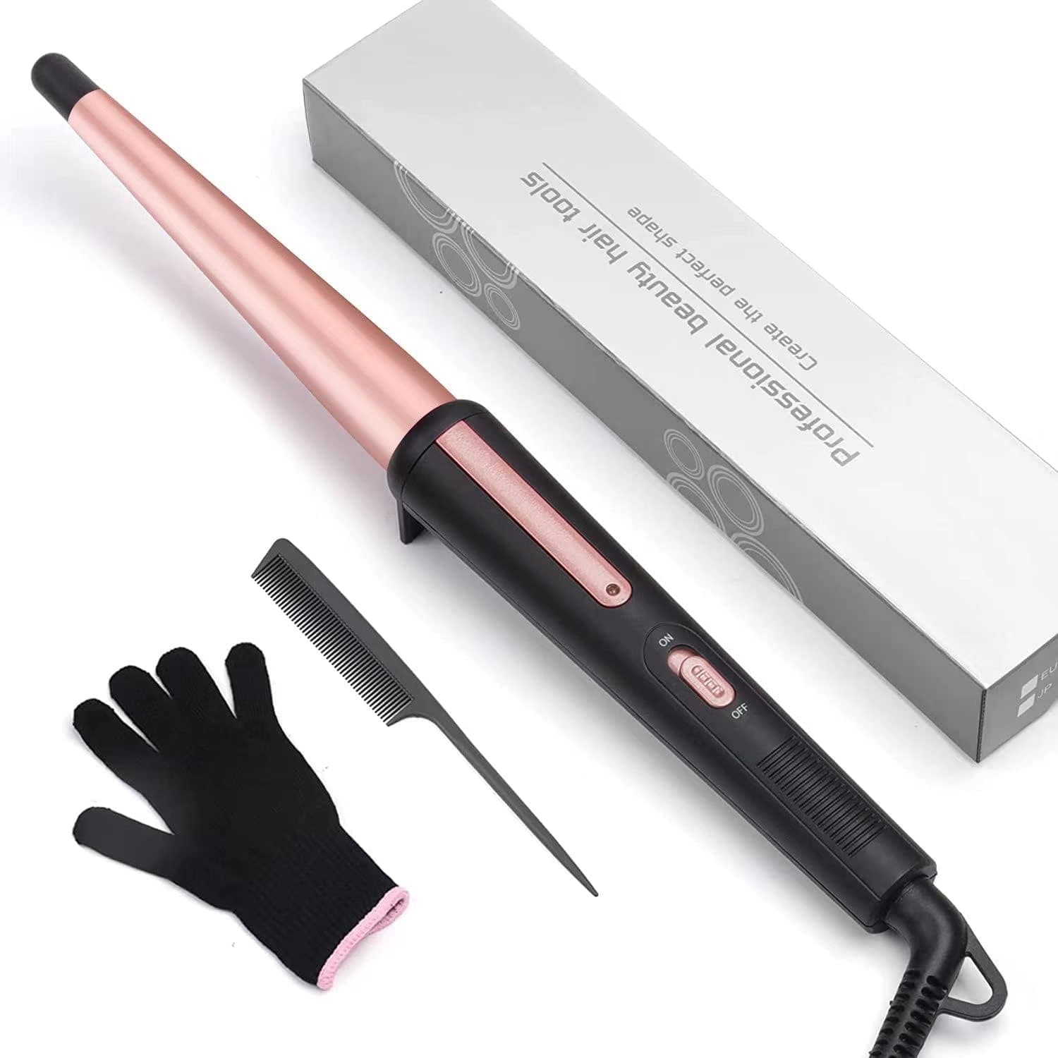 Rizador de Pelo Rizador Para el Pelo Cónico Profesional Barril de 13-25 mm, Calentamiento Rápido 30s, Temperatura Ajustabl... – Rizador