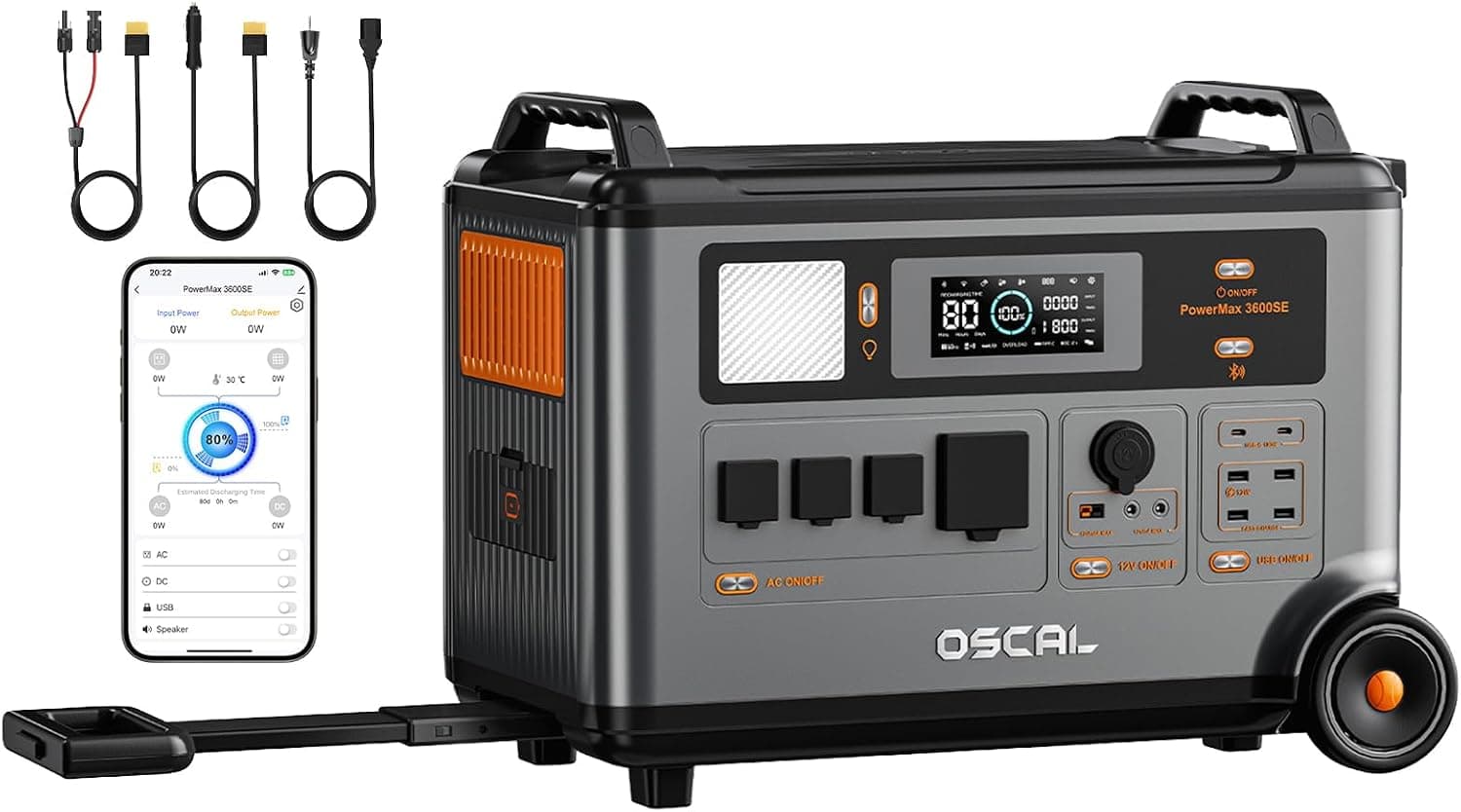 OSCAL PowerMax 3600SE Estación de Energía Portátil,3600W (7200W Pico) Generador Solar, UPS Respaldo, Carga Rápida Carga Rá... – OSCAL