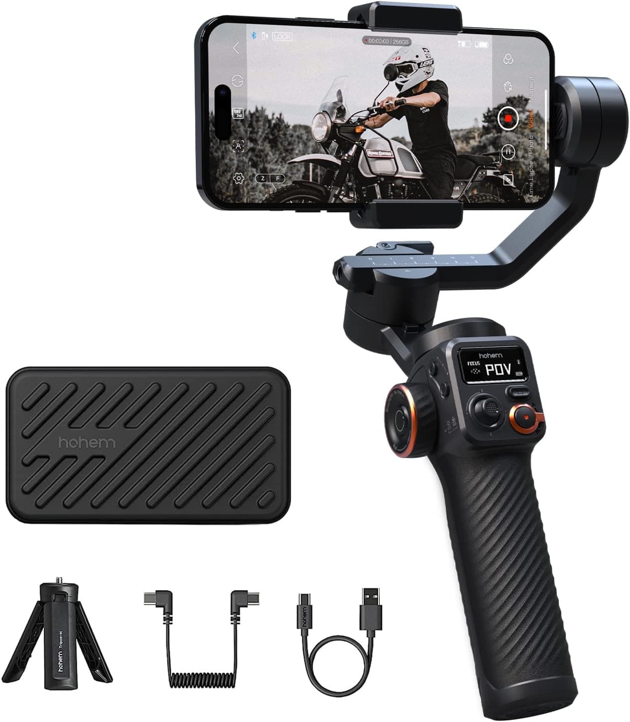 hohem iSteady M6 Gimbal Estabilizador para iPhone, 3 Ejes Smartphone Gimbal Built-in OLED,Carga Útil 400g,Reverse Charging, Gimbal Estabilizador para Videoblogs, vídeos de Youtube y TikTok – hohem