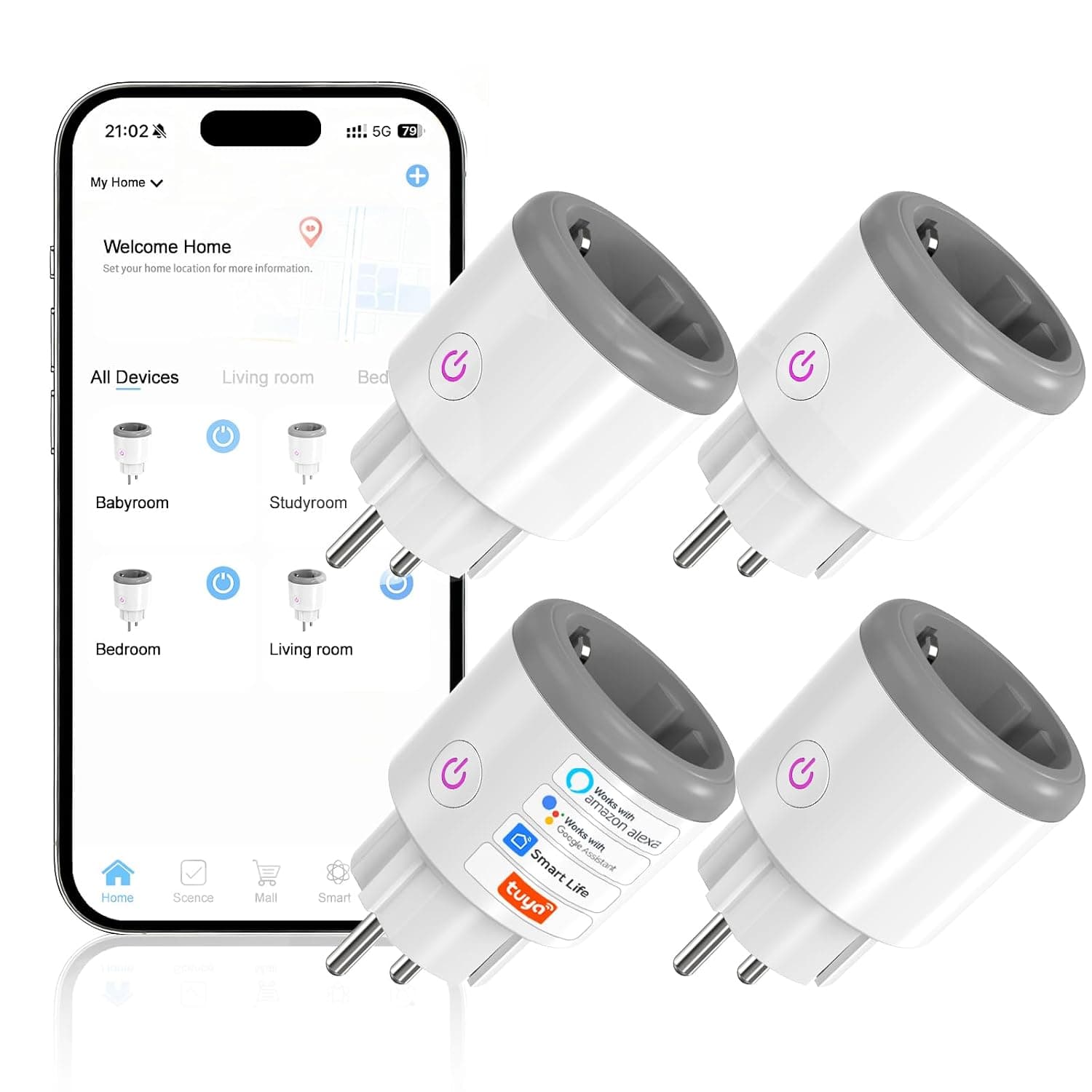 Oblinple Enchufe Inteligente WiFi 16A con Monitor de Energía Control Remoto por Tuya&Smart Life APP/Voz Enchufes Inteligen... – Oblinple