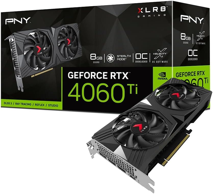 PNY Tarjeta Grafica GeForce RTX™ 4060 Ti 8GB XLR8 Gaming Verto Overclocked Dual Fan DLSS 3 – 