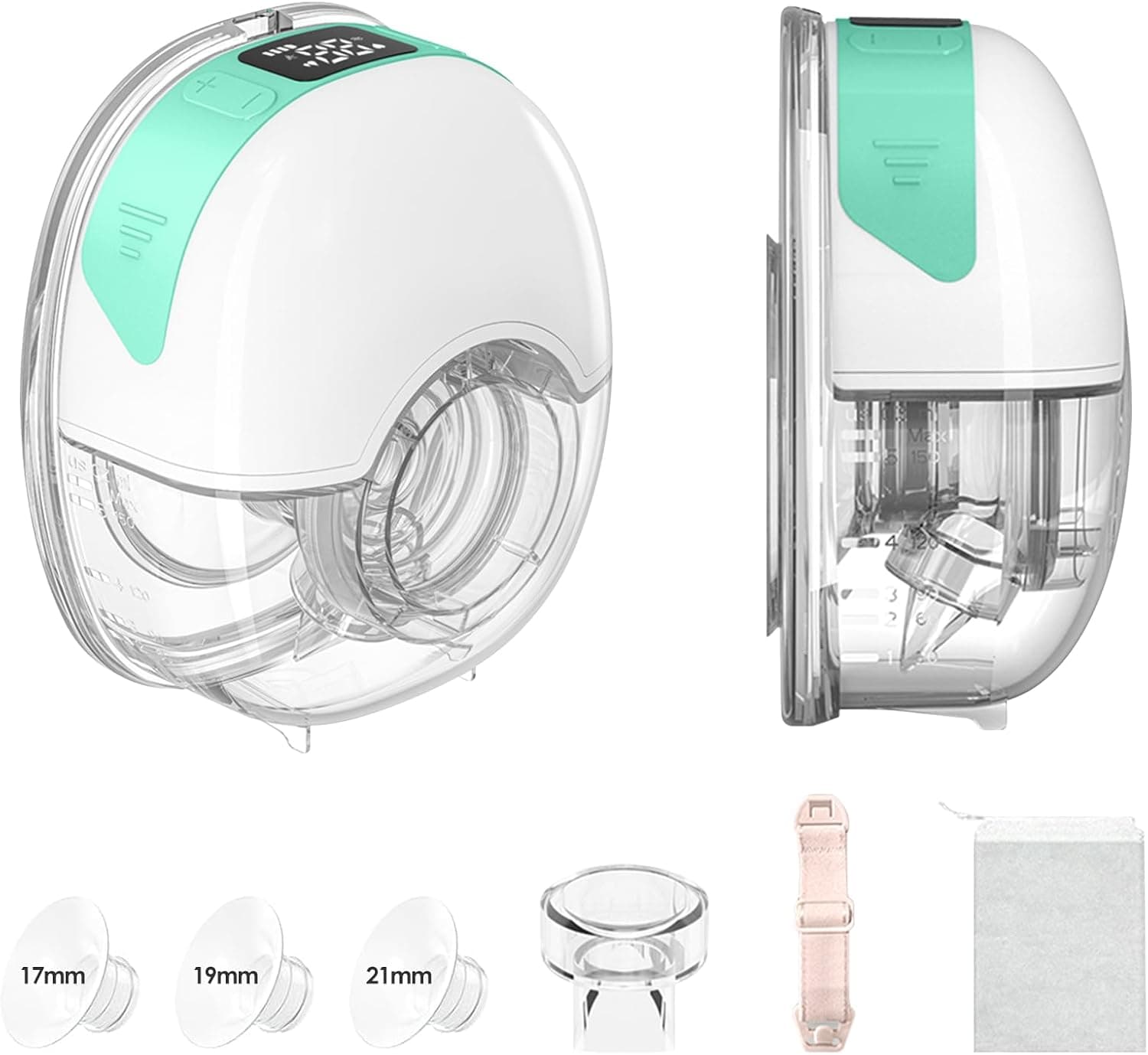 HyAdierTech Sacaleches Eléctrico Manos Libres, Extractor de Leche Portátil de Boca de Bebé con 4 Modos y 12 Niveles, Pantalla Inteligente, Ruido Inferior a 45 dB, 1 Unidad, Rosa (verde) – HyAdierTech