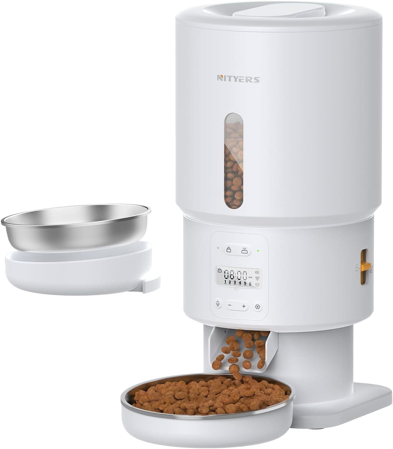Comedero automático para gatos, dispensador de alimentos antiobstrucciones de 5 litros con conservación de frescura, 1-6 c... – Comedero