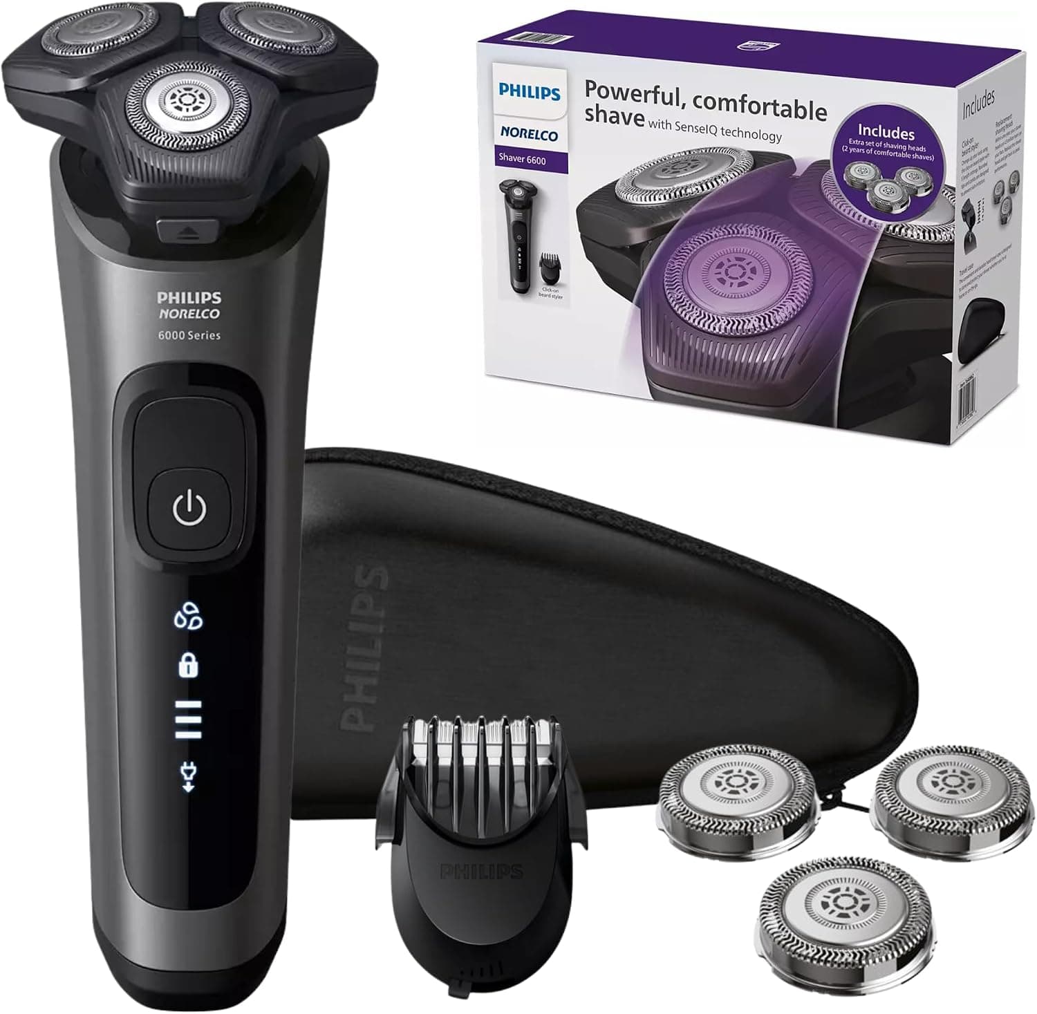 PHILIPS Afeitadoras eléctricas para hombres, afeitadora eléctrica recargable en húmedo/seco con tecnología SenseIQ, maquin... – Philips