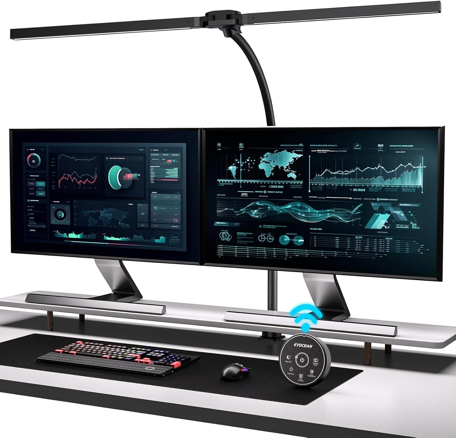 Lámpara de Escritorio con Control Remoto, Lámpara LED de 80 cm para Oficina en Casa, Luz de Escritorio de Doble Cabeza de ... – Lámpara