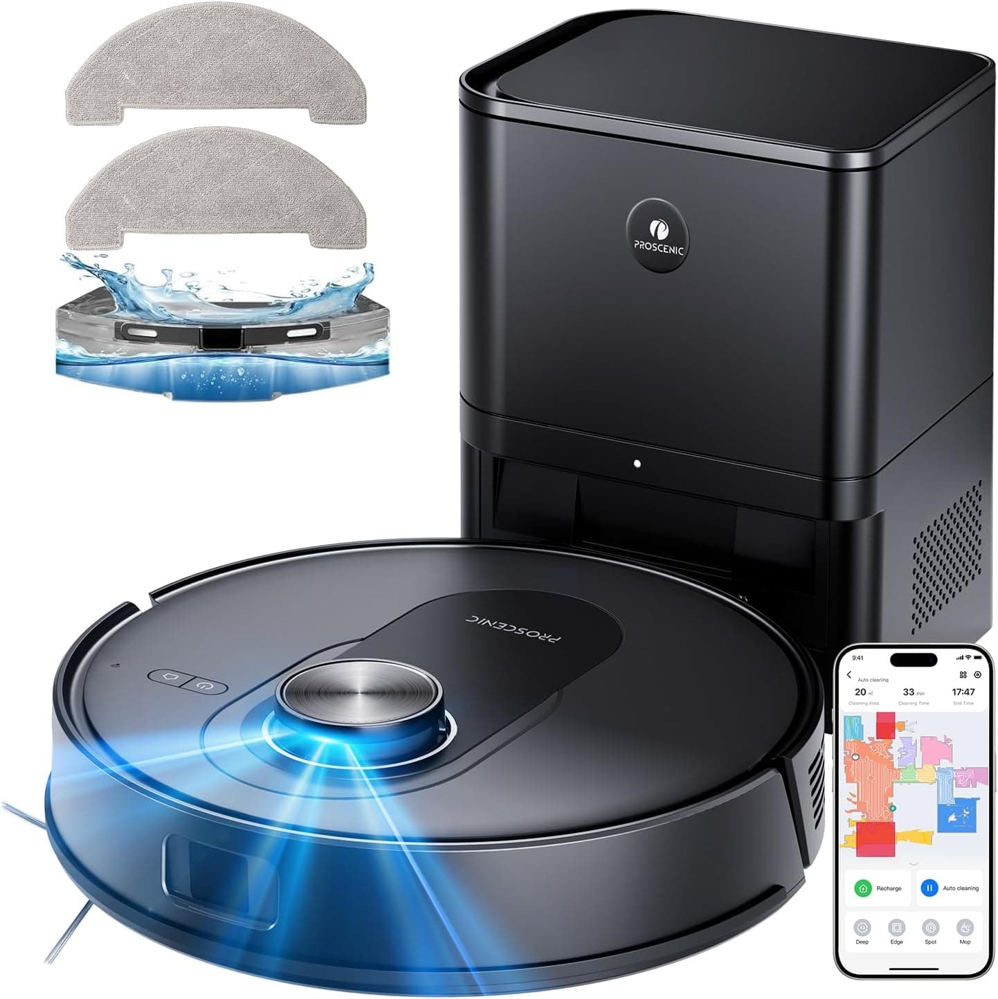 Proscenic Q8 MAX Robot Aspirador y Fregasuelos Potente 8000Pa/200 Min, Robot Aspirador con Sistema de Navegación Láser Int... – Proscenic