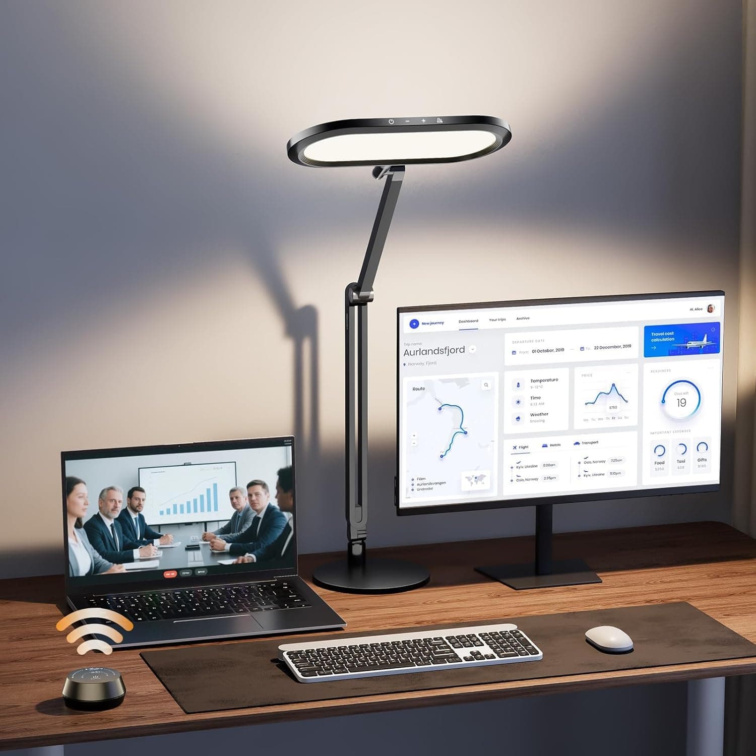 Lámpara de escritorio LED de alta calidad para oficina en casa, luz de doble cara con control remoto, atenuación continua ... – Lámpara