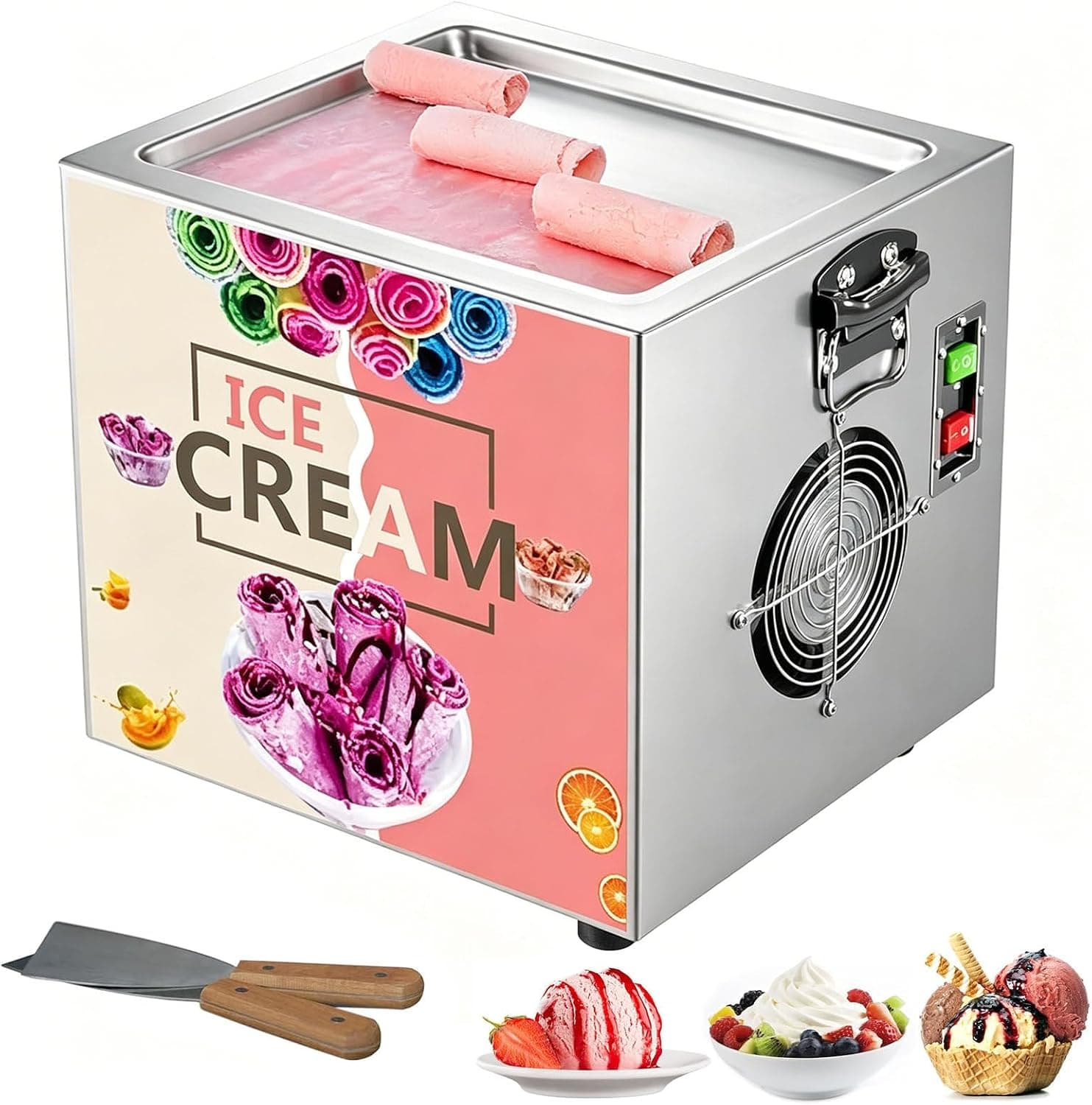 Giuggiolared Plancha para Helado Enrollado 330W, Máquina para Hacer Yogur Helar – Giuggiolared