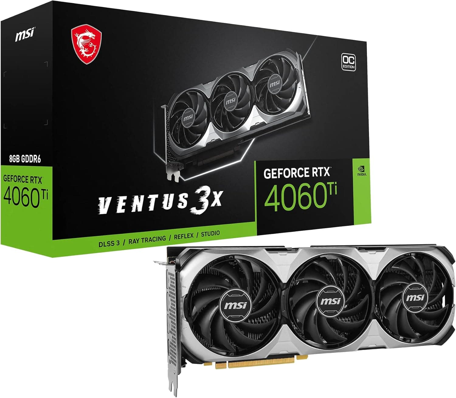 MSI Gaming GeForce RTX 4060 Ti 8GB GDRR6 128-Bit HDMI/DP Nvlink TORX Fan 4.0 Ada Lovelace Architecture Tarjeta gráfica (RT... – 