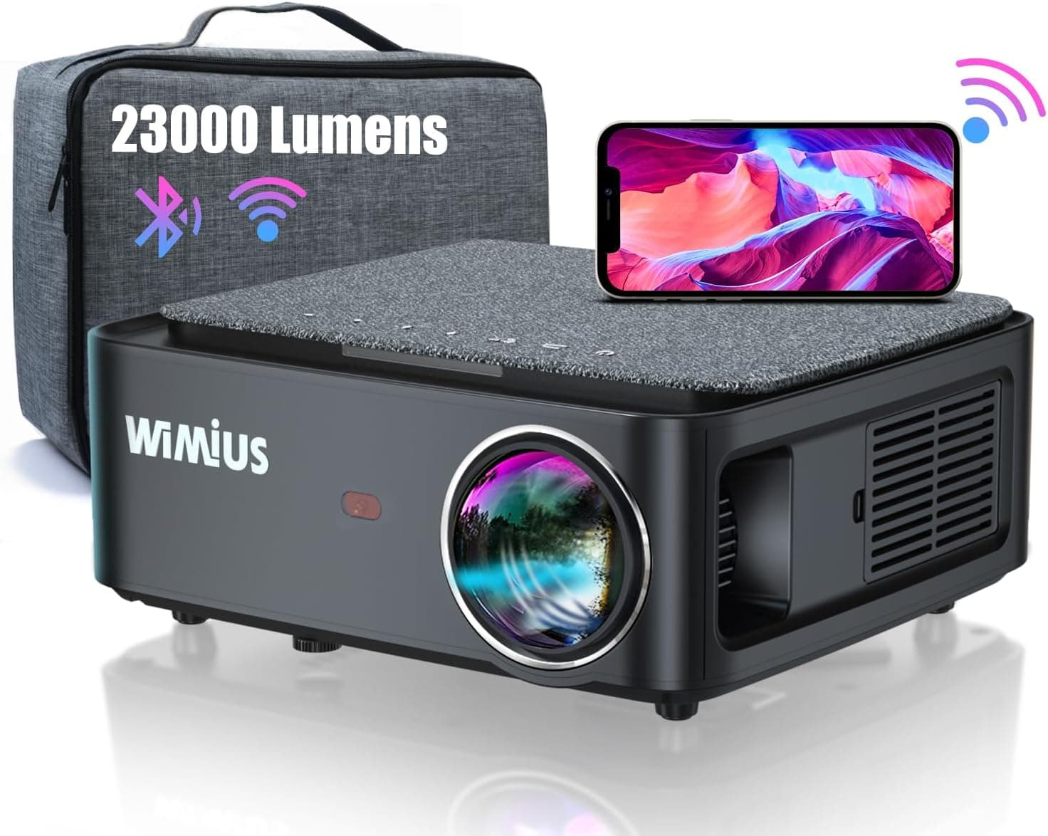 Proyector WiFi Bluetooth 4K Soporte, 35000 Lúmenes WiMiUS Proyector WiFi Bluetooth Full HD 1080P Nativo Ajuste Digital 4P/... – Proyector