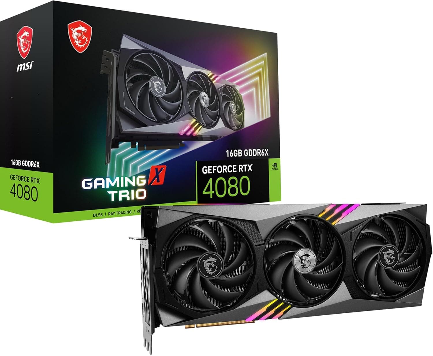 MSI GeForce RTX 4080 16GB Gaming X Trio 16GB DDR6X, 2610 MHz 256-bit 22,4 Gbps PCIE 4.0, Tarjeta gráfica Gaming 4711377027229 – 