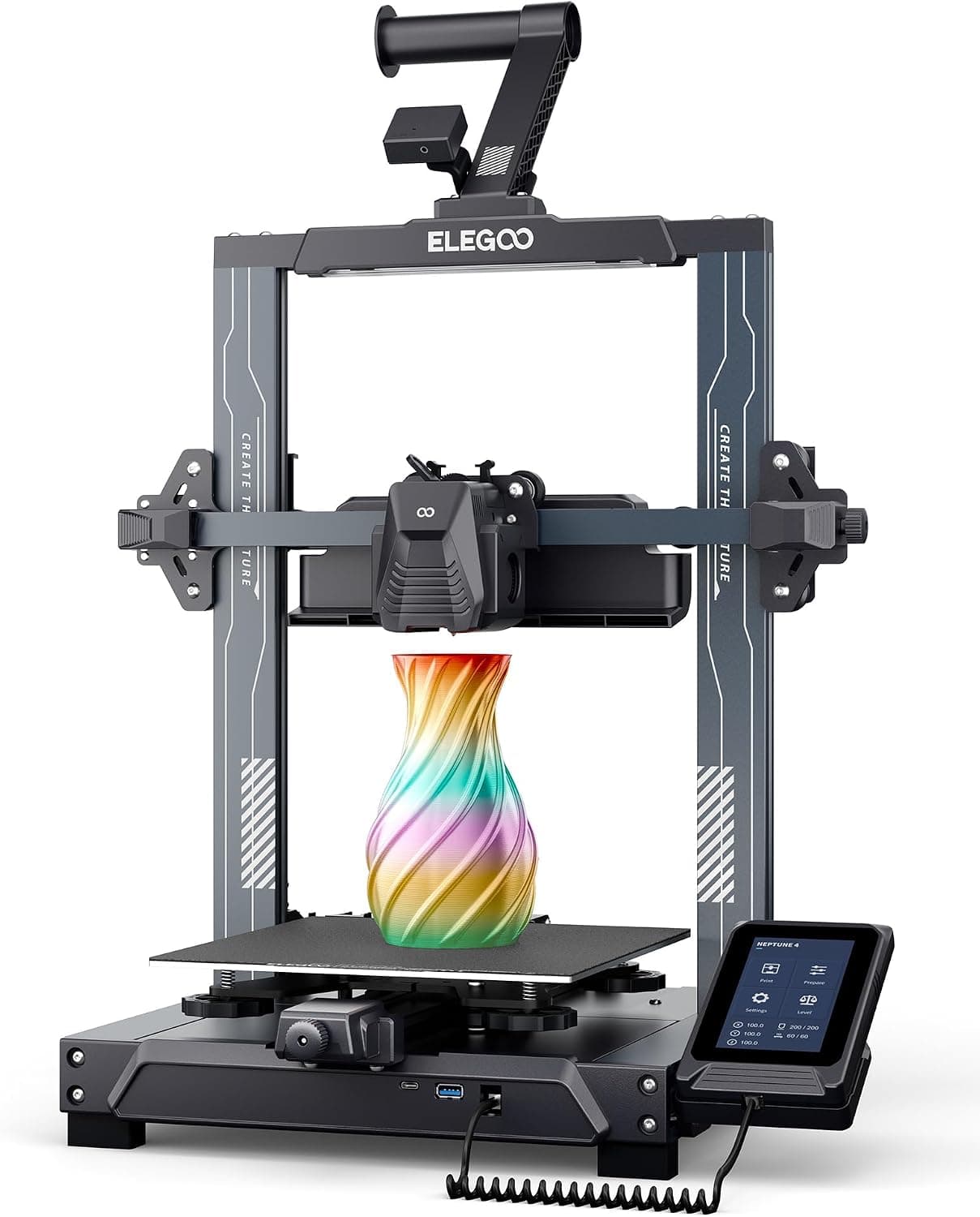 ELEGOO Neptune 4 Impresora 3D FDM, con Alta Velocidad de 500mm/s, Nivelación Automática en 121 Puntos, 300℃ Extrusor Direc... – ELEGOO