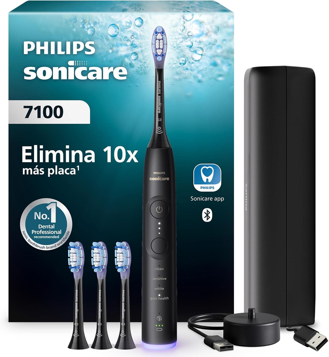 Philips Sonicare 7100 cepillo dental eléctrico, sónico con 4 modos de cepillado y 3 niveles de intensidad, alerta de presi... – Philips