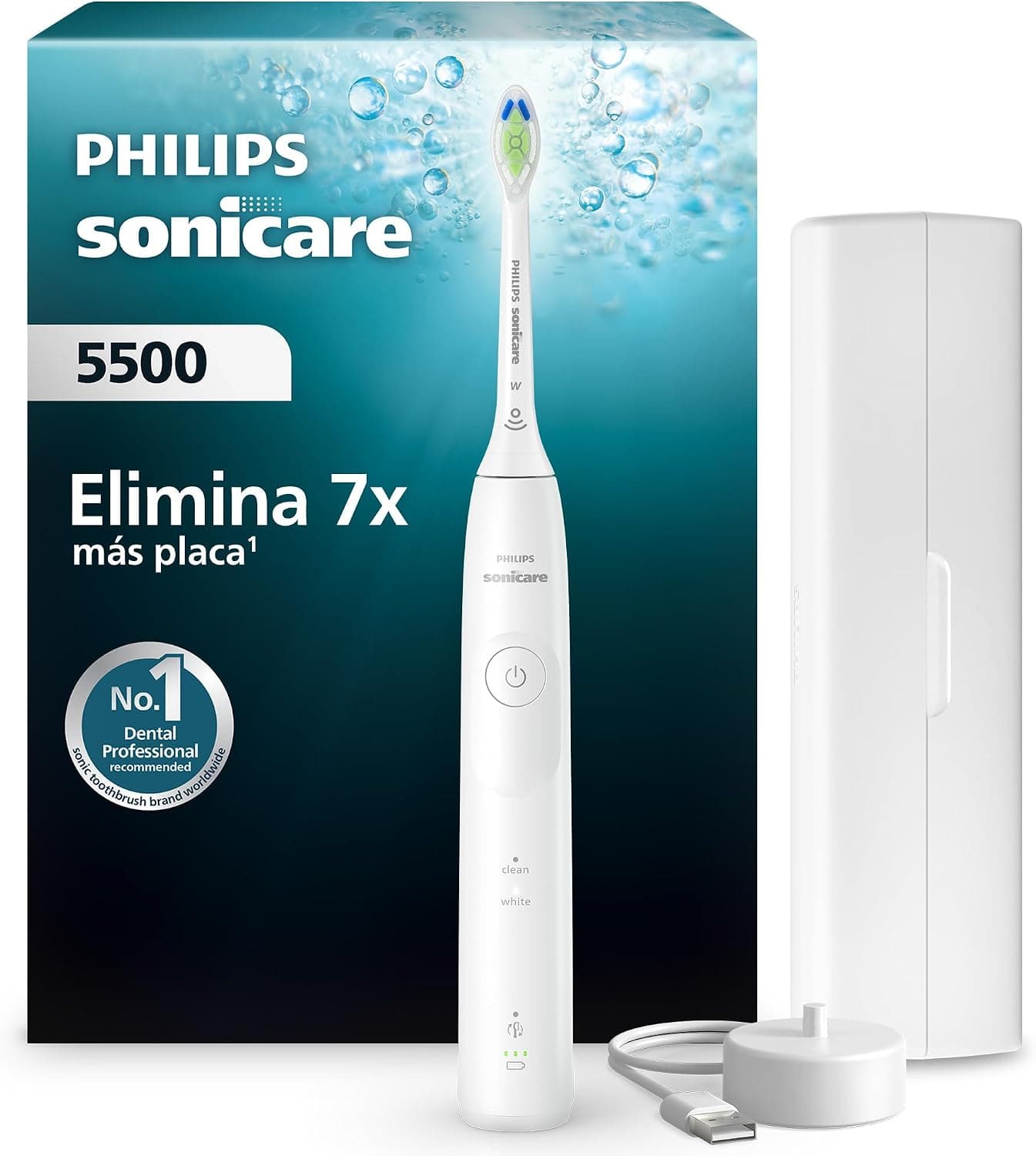 Philips Sonicare 5500 cepillo dental eléctrico, sónico con 2 modos, alerta de presión, EasyStart, SmarTimer y BrushPacer, ... – Philips