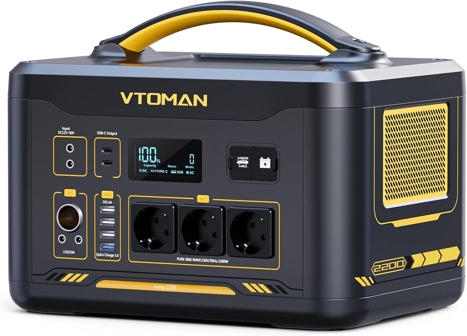 VTOMAN Jump 2200 Estación de Energía Portátil, 2200W 1548Wh Generador Solar con LFP Batería, 3 Salidas CC de y 3 CA de 220... – VTOMAN