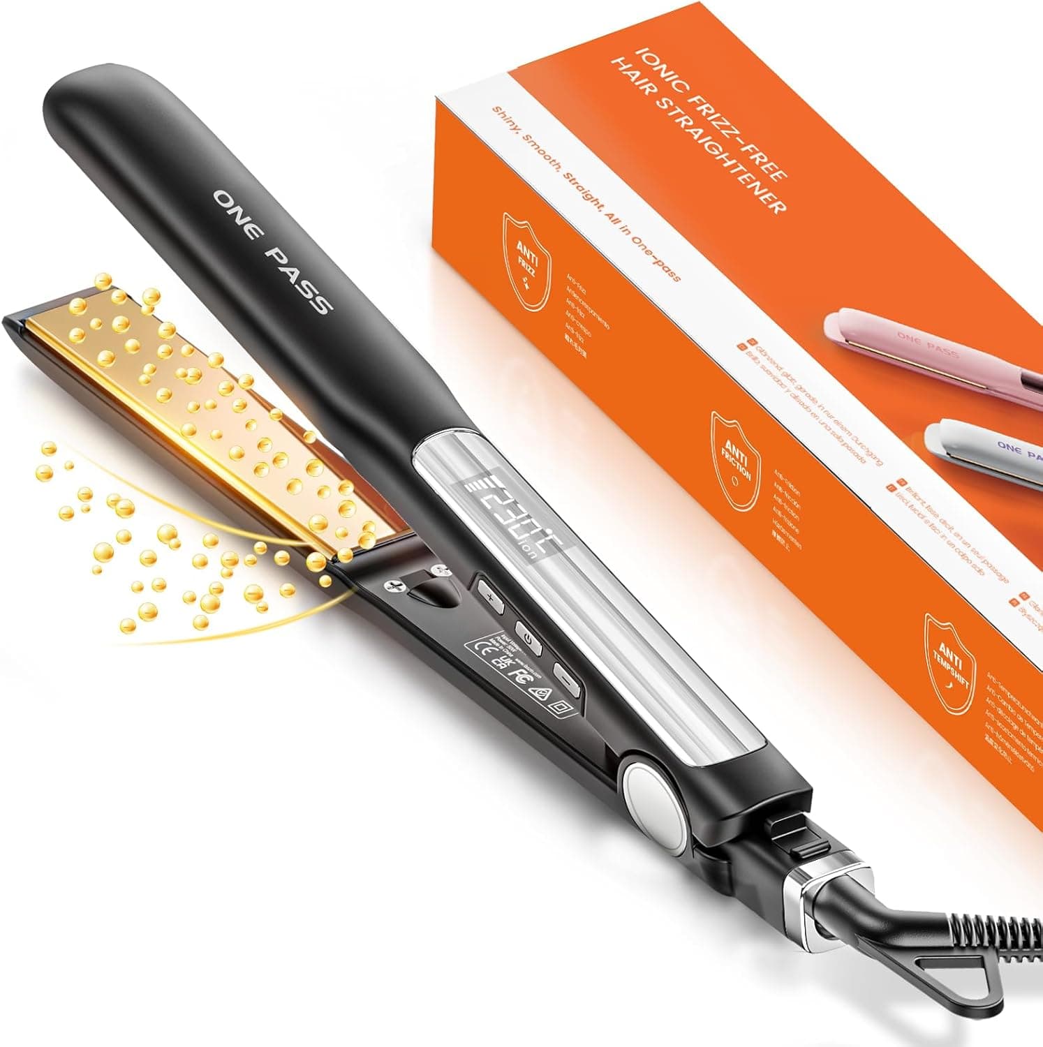 Faszin Planchas del Pelo 2 en 1, Calienta en 20s Plancha Pelo, de Titanio con Iones Plancha de Pelo, Pantalla LCD Clara, I... – Faszin