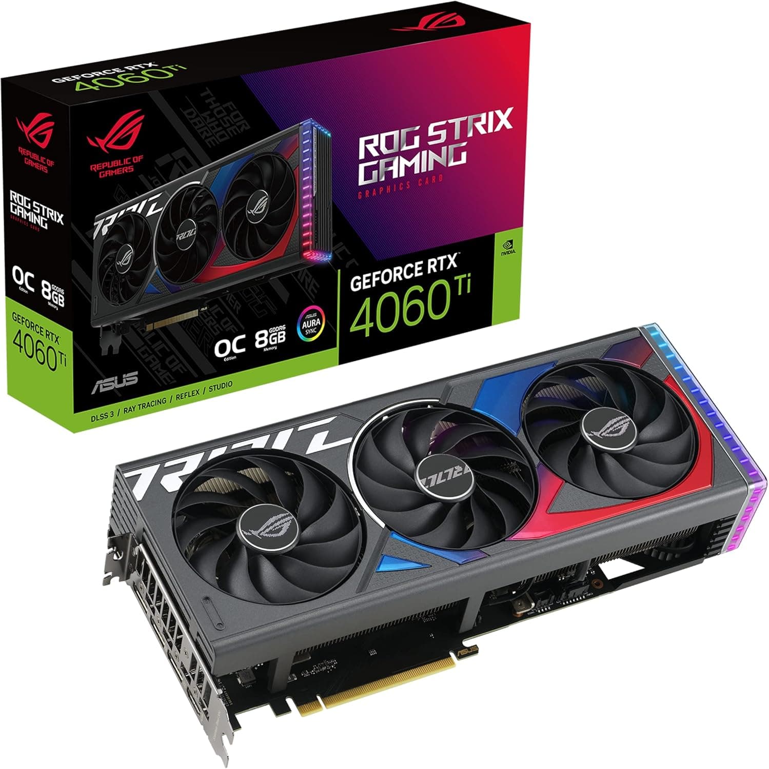 ASUS ROG Strix GeForce RTX™ 4060 Ti OC Edition - Tarjeta gráfica para Juegos (PCIe 4.0, 8 GB GDDR6, DLSS 3, HDMI 2.1, Disp... – 