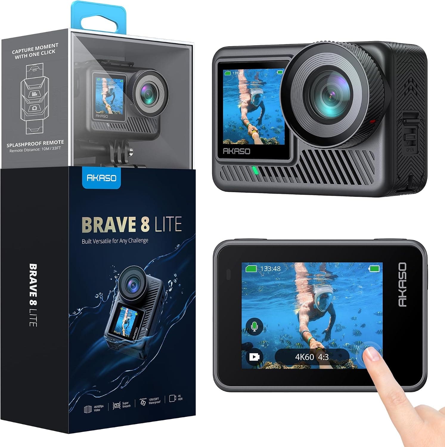 Cámara de acción AKASO Brave 8 Lite Estabilización SuperSmooth – AKASO