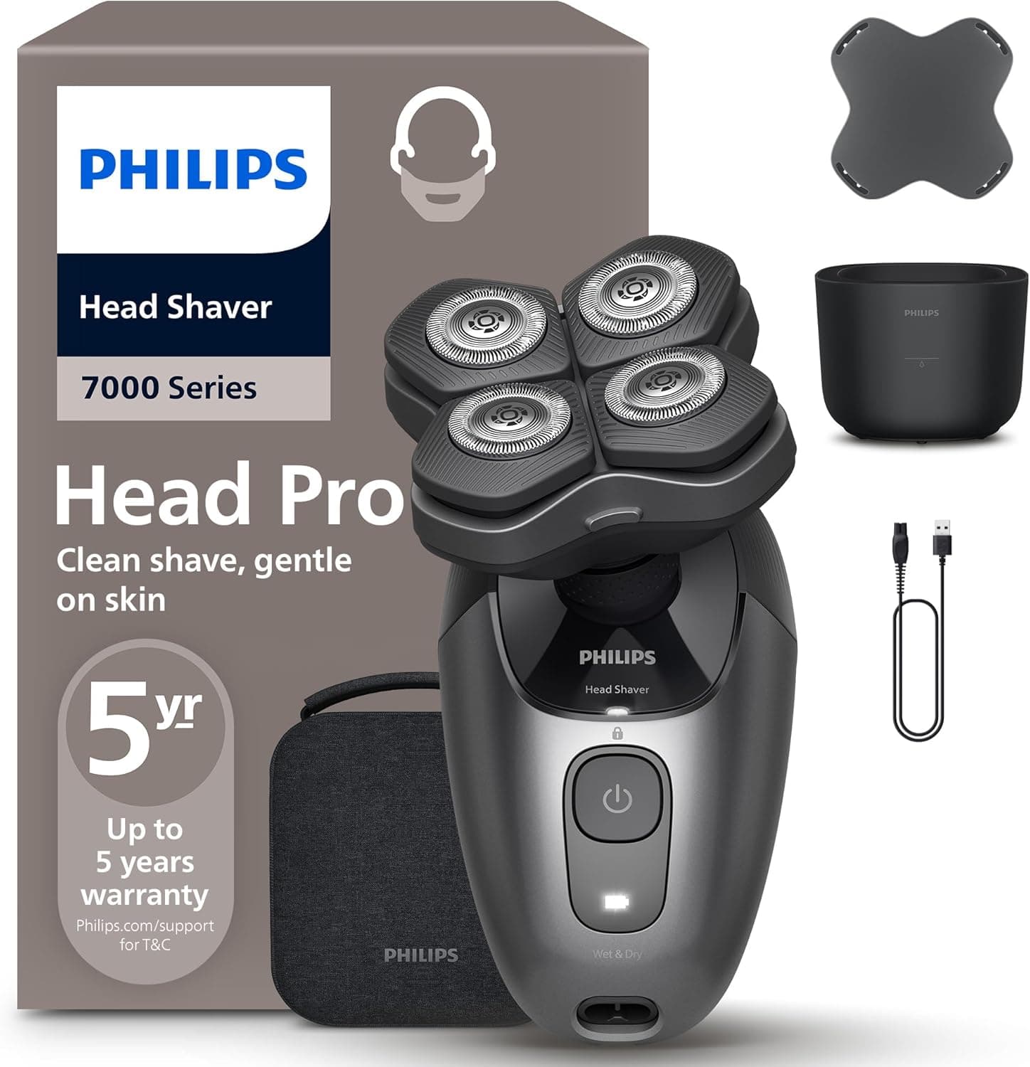Philips Afeitadora Cabeza Serie 7000 Pro – Afeitadora Cabeza para Hombres y Mujeres, Cabezal flexible 360°, Cuchillas Comf... – Philips