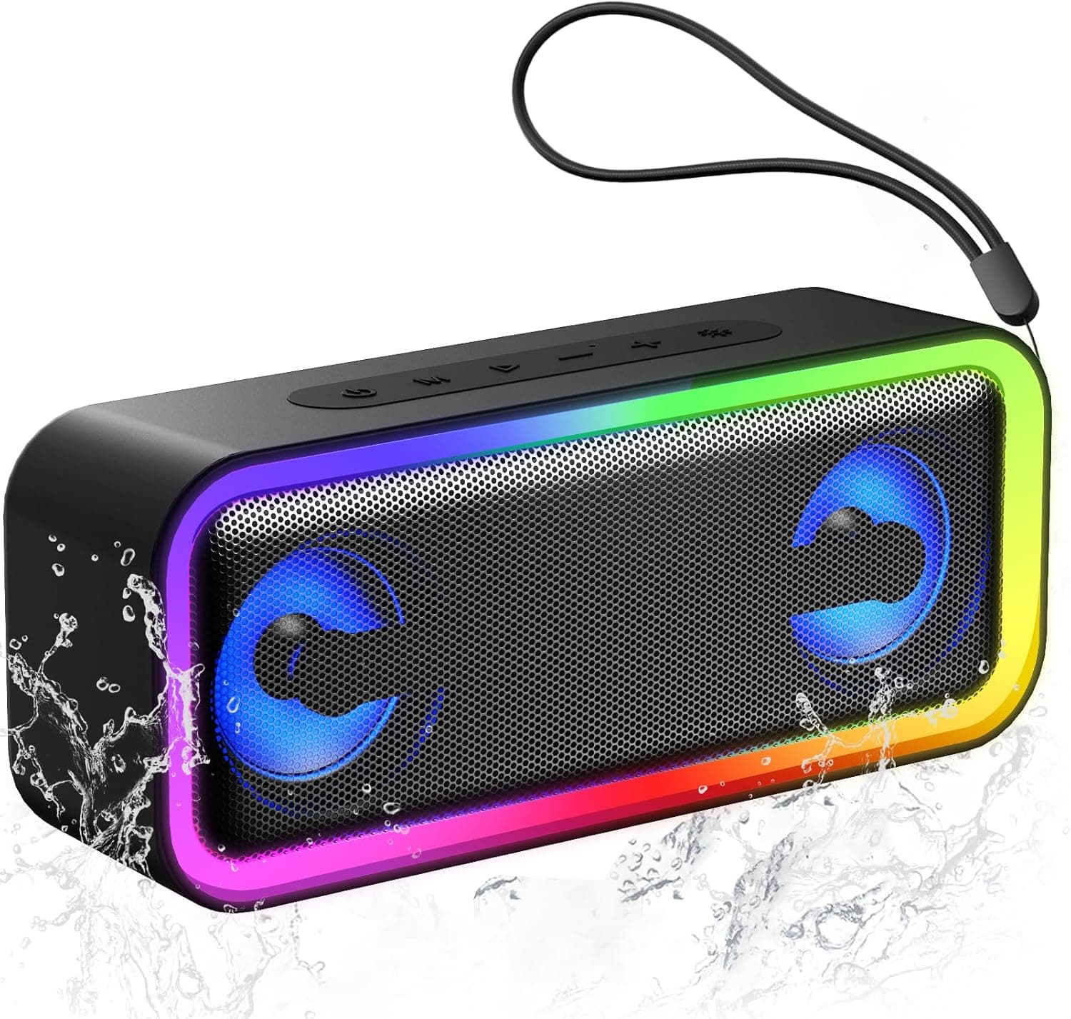 Altavoz Bluetooth Portátil Potente 40W, Altavoces Bluetooth 5.4 con Emparejamiento TWS,7 Cambios RGB, 30 H Reproducción, Impermeable IPX7, Speaker de Exterior para Viajes/Deportes/Fiestas/Ciclismo – Altavoz