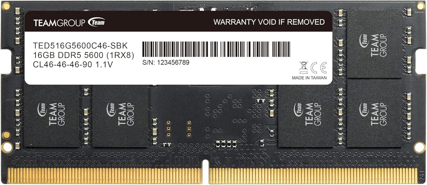 TEAMGROUP Elite SODIMM DDR5 16GB 5600Mhz (PC5-44800) CL46 sin ECC sin búfer 1.1V 1Rx8 rango único 262 pines módulo de memo... – 