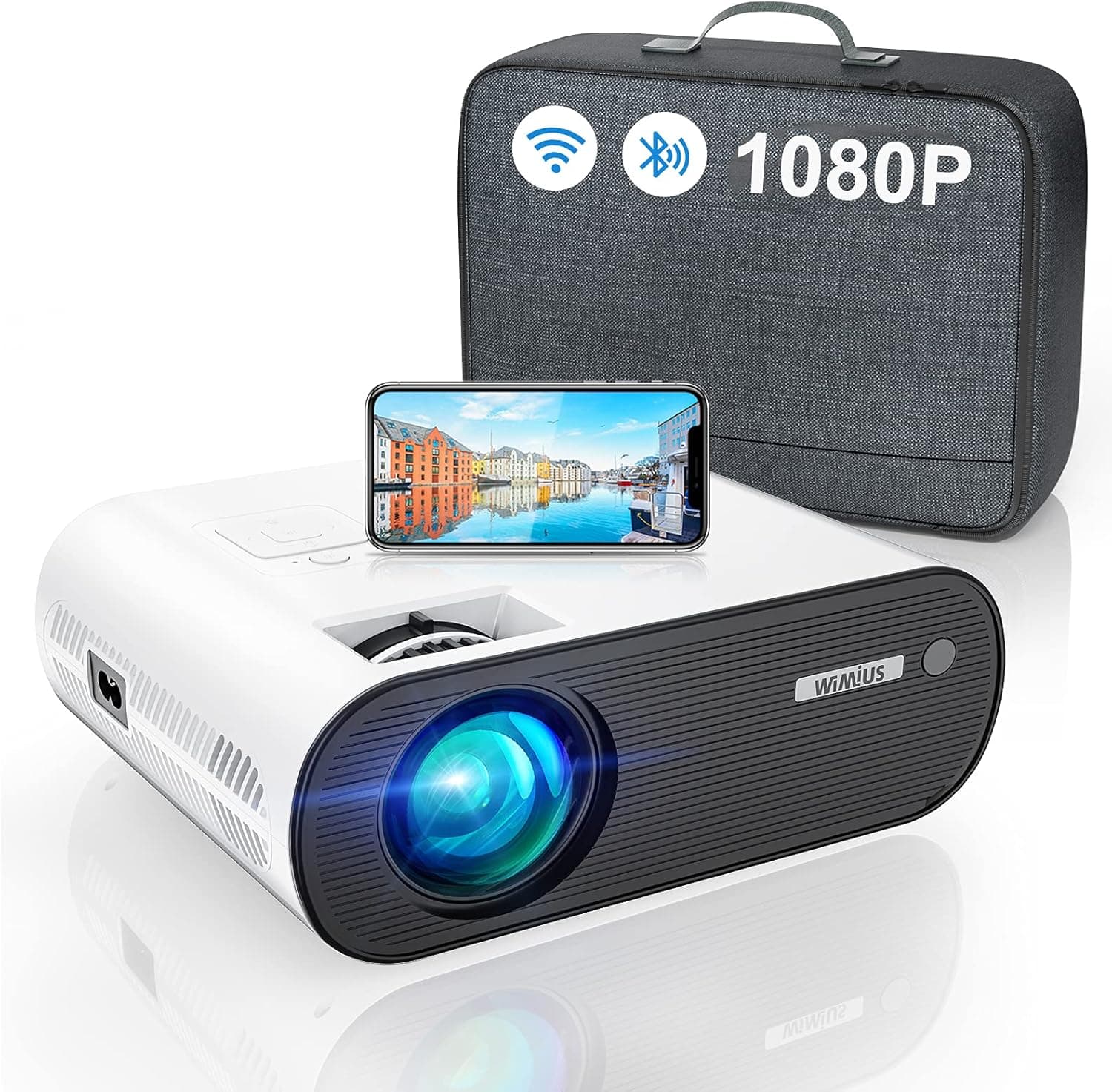 Mini Proyector Portátil WiFi Bluetooth, 8500 Lúmenes WiMiUS, LED, Full HD Soporte 1080P, Cine En Casa Función Zoom para Sm... – Mini