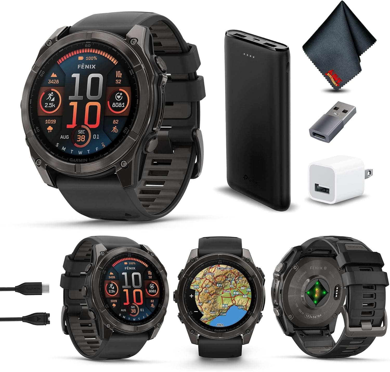 Garmin Fenix 8 AMOLED Sapphire Premium - Reloj inteligente multideportivo GPS de 51 mm, color gris carbono, titanio DLC co... – Garmin
