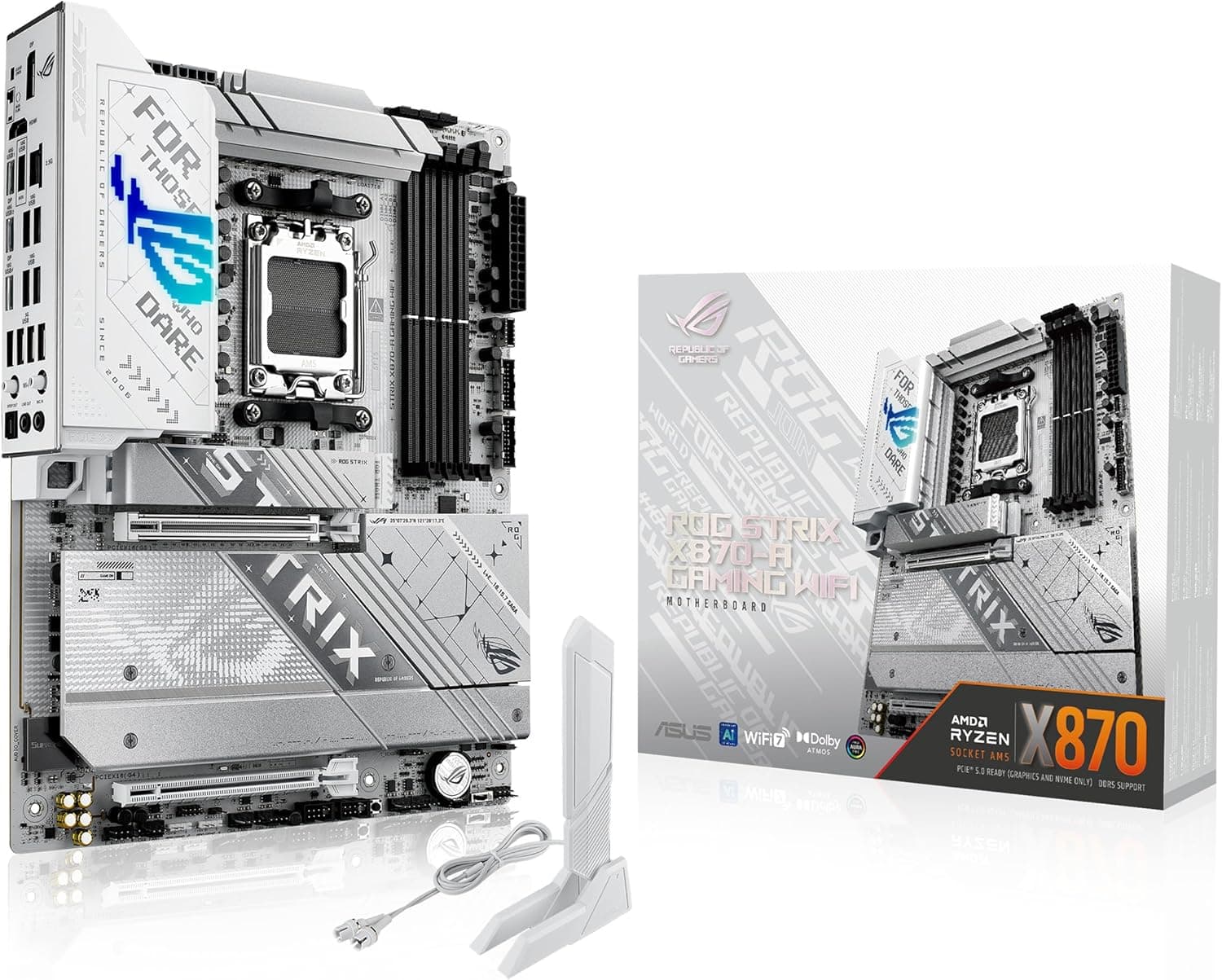 ASUS ROG Strix X870-A Gaming WiFi AMD AM5 X870 ATX Placa Base 16+2+2 etapas de Potencia, conmutador dinámico OC, Core Fle... – 