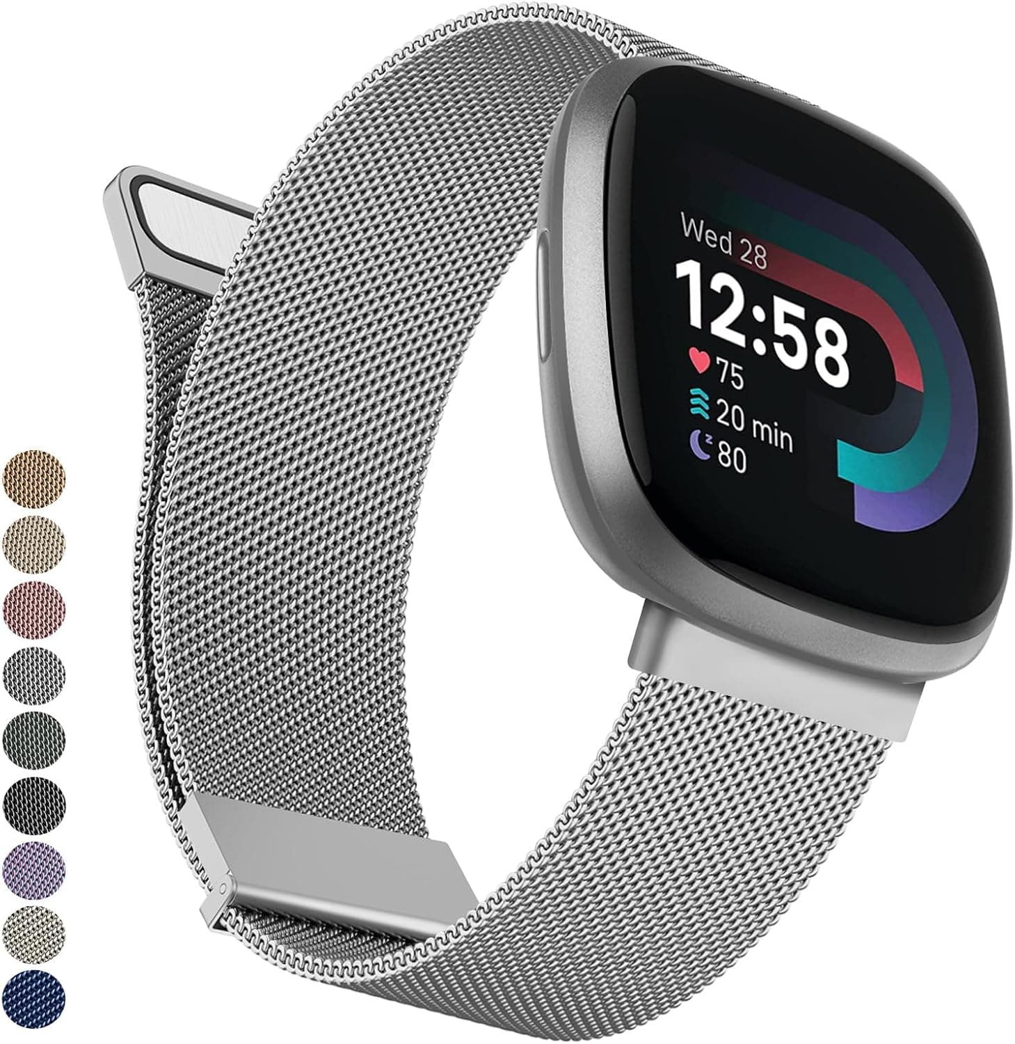 Correa de metal para Fitbit Versa 4 / Versa 3, Fitbit Sense 2 / Sense Bands para mujeres y hombres, correa de repuesto de ... – Correa