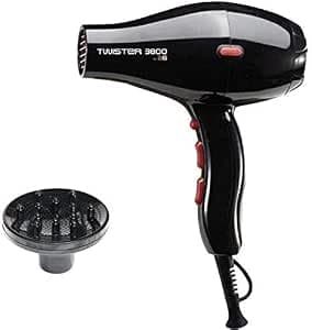 Asuer Group Secador de pelo Twister 3800 Ionic 2100W - Secador profesional iónico turmalina cerámica, color negro - Incluy... – Asuer