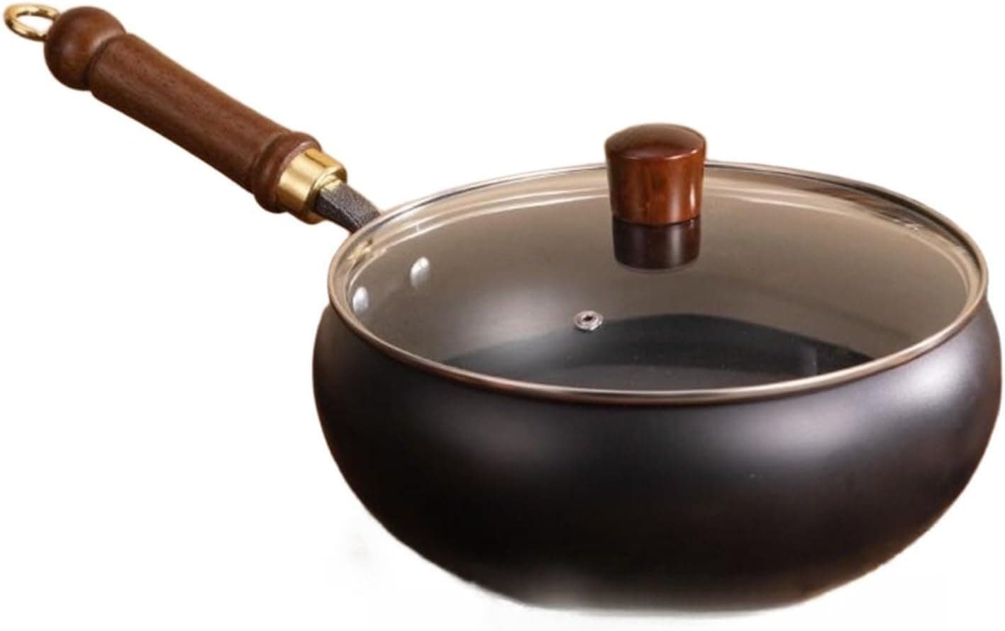 Bordfly Wok de acero al carbono con tapa de cristal para inducción de gas y cocina eléctrica, nitrurado, resistente a la c... – Bordfly