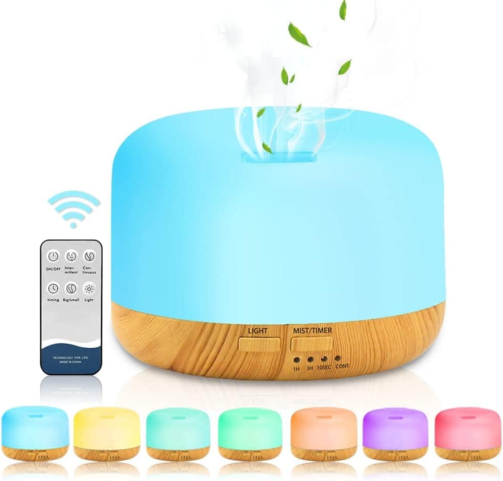 LOMUG Humidificador Aceites Esenciales/Perfumados, 450ML Ultrasónico Aroma Difusor Aromaterapia, 7 LED Colorida Silencioso... – LOMUG