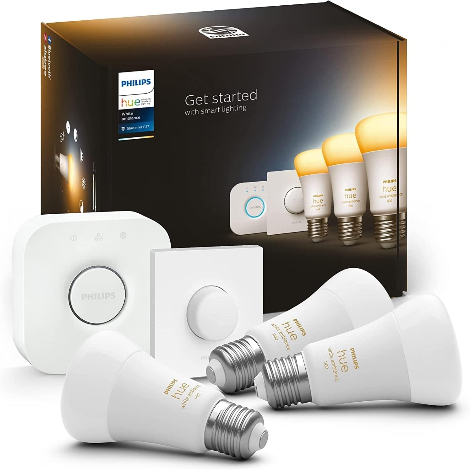Philips Hue - Bombilla Inteligente, A60 E27, Luz Blanca de Cálida a Fría, 10. 5W, Compatible con Alexa y Google Home - Pac... – Philips