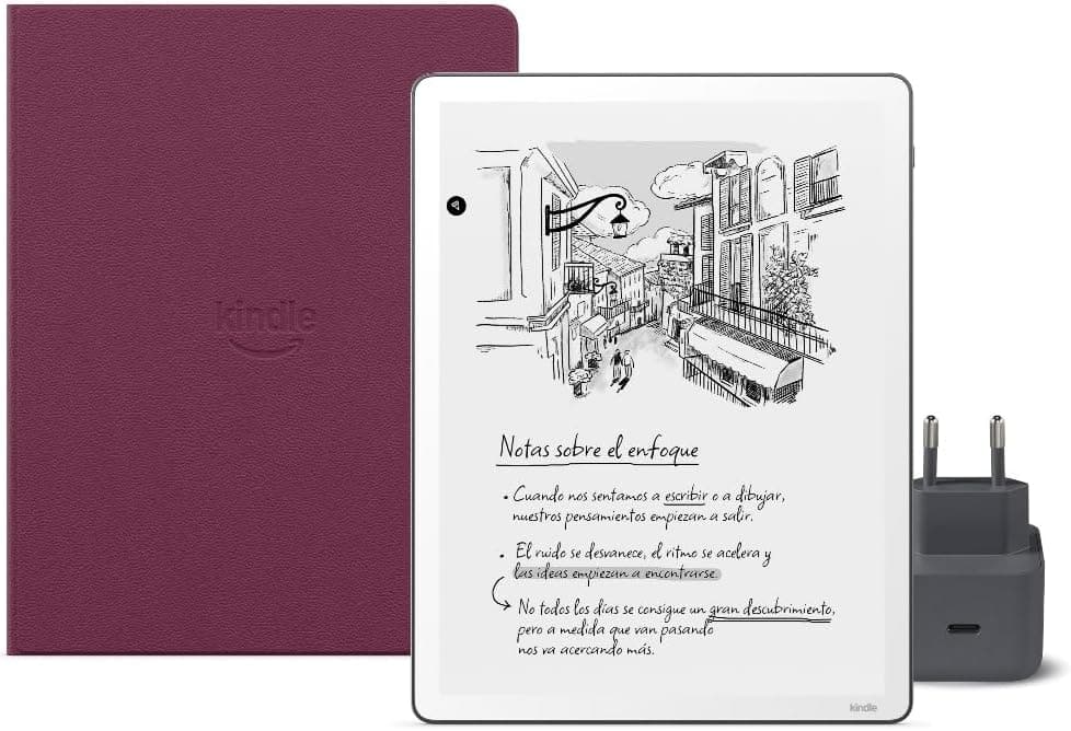 Amazon Kindle Scribe 32 GB (Graphite) + Lápiz Prémium + Funda Con Tapa | Piel Prémium (Garnet) + USB-C Chargeur – Amazon