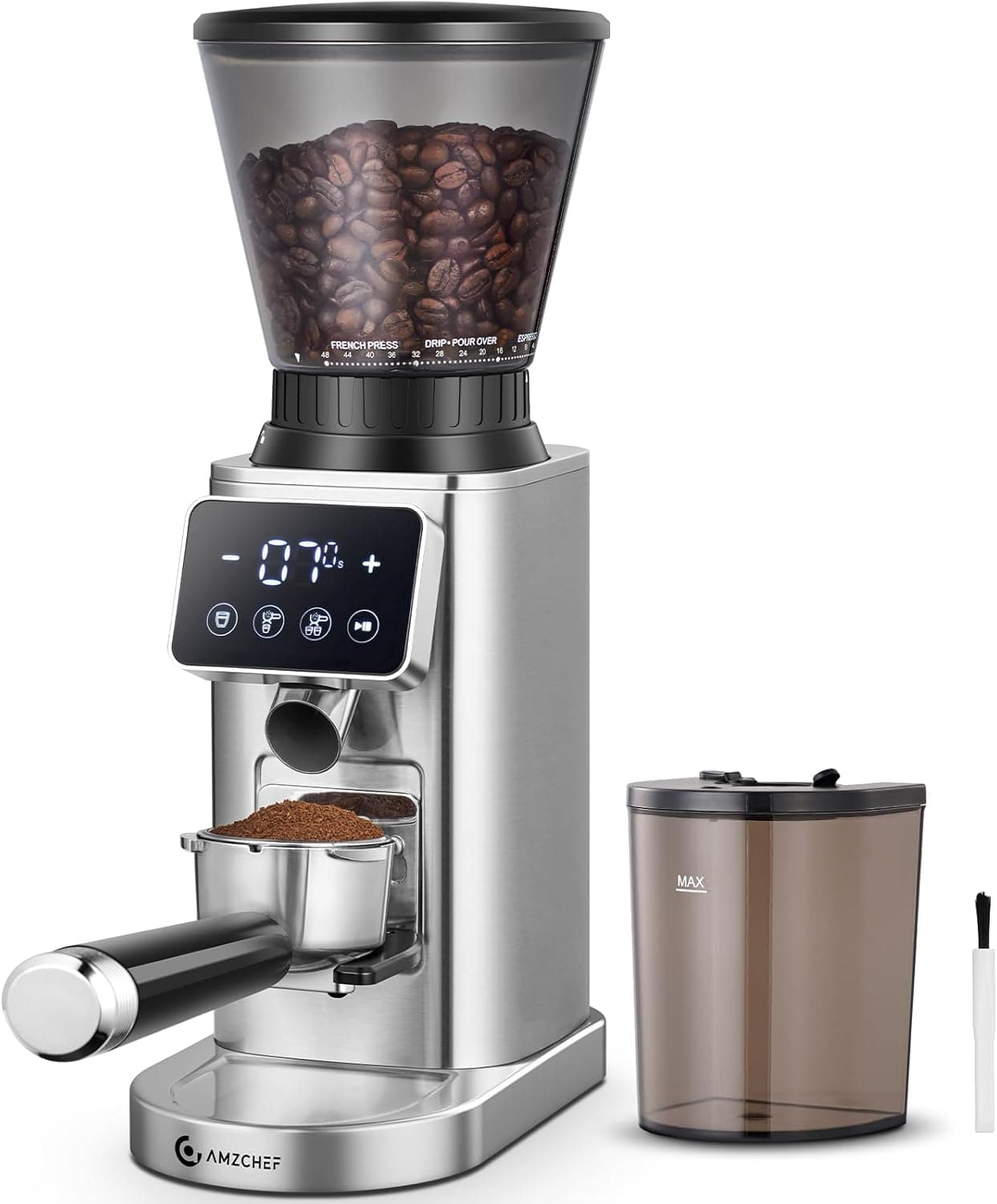 AMZCHEF Molinillo de Café Eléctrico con 48 Niveles de Molienda, Sistema Antiestático, Pantalla Táctil LCD, Depósito de 300... – AMZCHEF